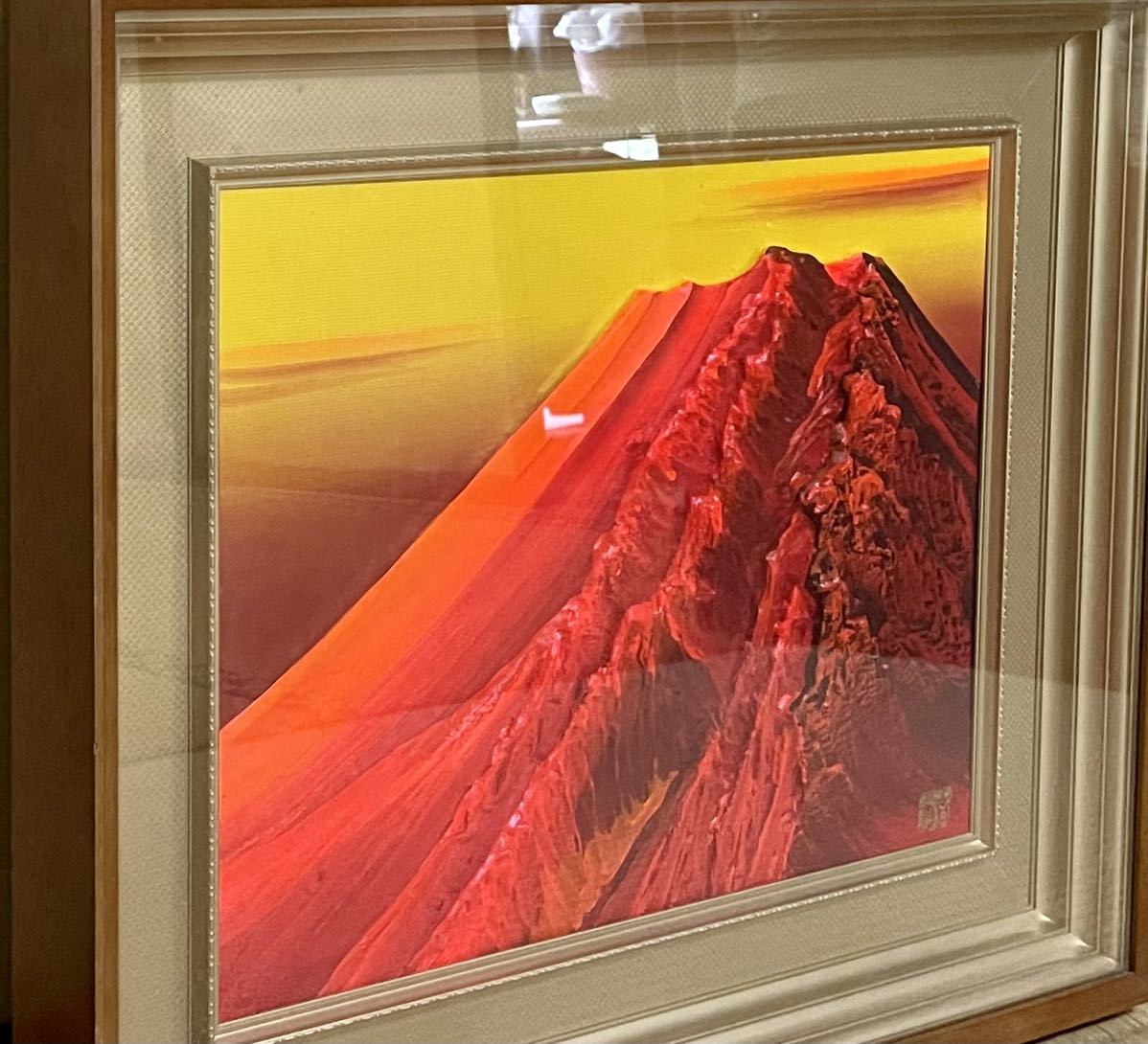盛絵赤富士額 百瀬善明 作 半立体盛絵 立体画 開運 吉祥 盛絵赤富士額 百瀬善明 作 半立体盛絵 立体画 開運 吉祥