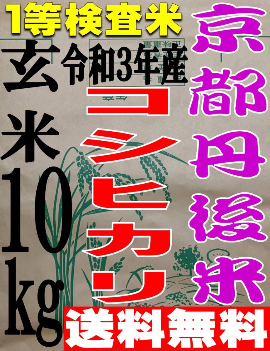 【送料無料 一等検査米】新米 令和3年度産 京都 丹後 コシヒカリ 玄米 10kg_画像1