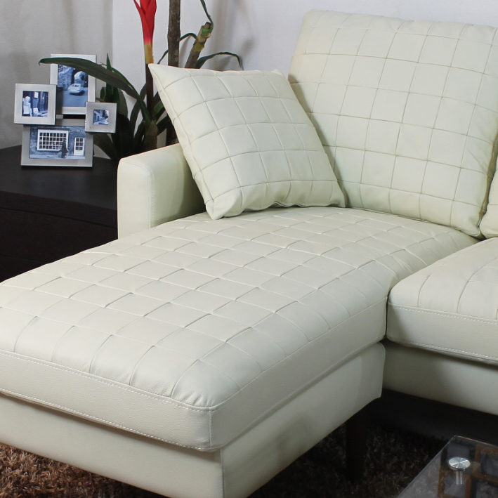 新品 未使用 カウチソファー オットマン付き 3人掛けソファー イタリア社製本革 アイボリー129AP 3PCOT OM956_画像5