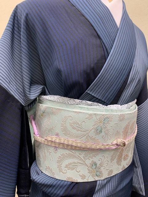 送料無料！２０２２年新柄おしゃれな正絹名古屋帯『京都西陣 弥栄織物』小紋・紬・無地に使えます。更紗 柄の画像7