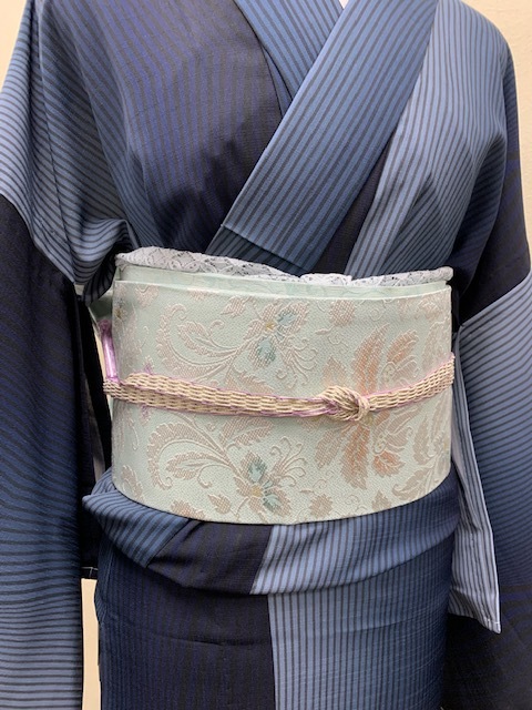 送料無料！２０２２年新柄おしゃれな正絹名古屋帯『京都西陣 弥栄織物』小紋・紬・無地に使えます。更紗 柄の画像6
