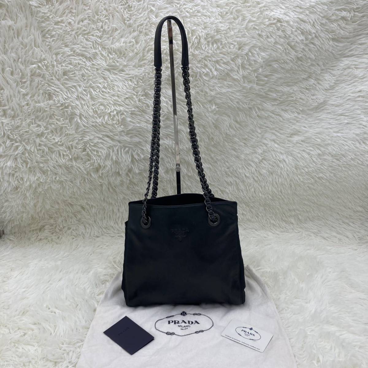PRADA プラダ ロゴ型押し ショルダートート ショルダーバッグ トート