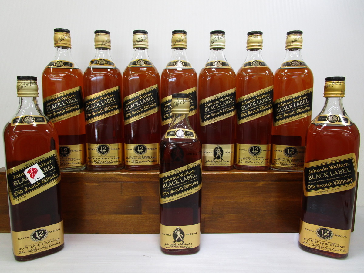 10本セット ジョニーウォーカー ブラックラベル 黒金キャップ 750,1000ml 43% Johnnie Walker 特級 未開栓 古酒 1円スタート/5-24-12_画像1