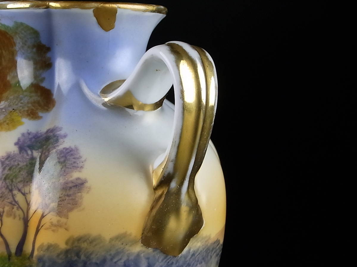 希少 オールドノリタケ Noritake 風景画花瓶 ハンドペイント 希少 オールドノリタケ Noritake 風景画花瓶 ハンドペイント