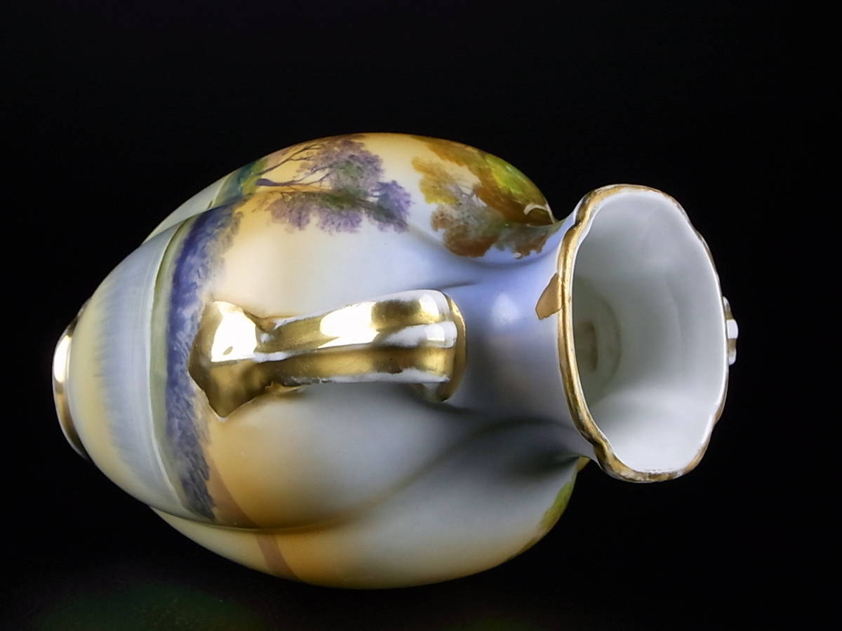 希少 オールドノリタケ Noritake 風景画花瓶 ハンドペイント 希少 オールドノリタケ Noritake 風景画花瓶 ハンドペイント