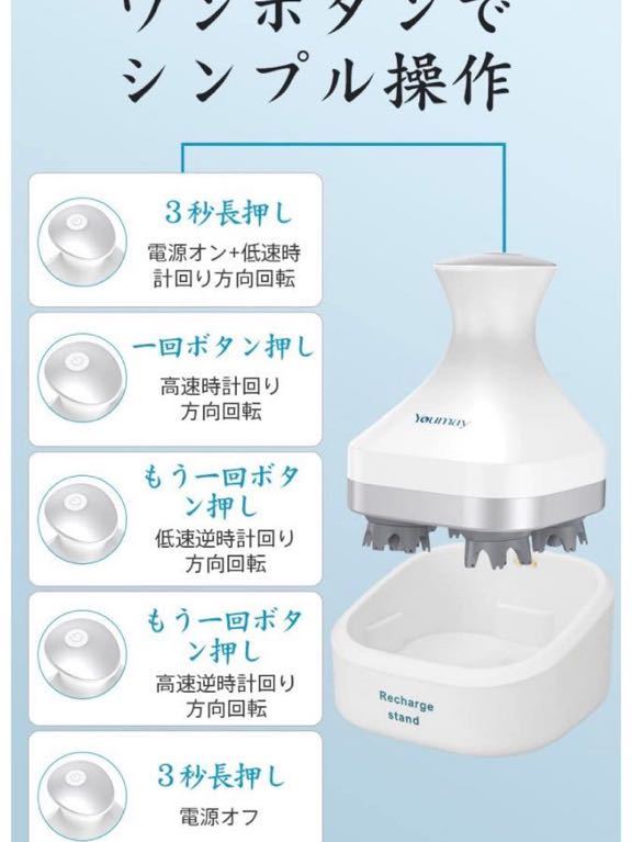 電動ブラシ 水深1mまでのIPX7防水 ワンタッチで電源オン 2種類動作スピード 4種類動作モード USB充電台座付き (セット)