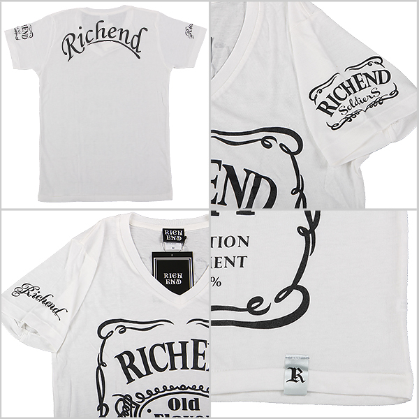 RICHEND/リッチエンド VネックＴシャツ 【HYBRID V】ホワイト×ブラック（サイズ：XL） アメージング 服 白 黒 ストリート ダンス 衣装 LL