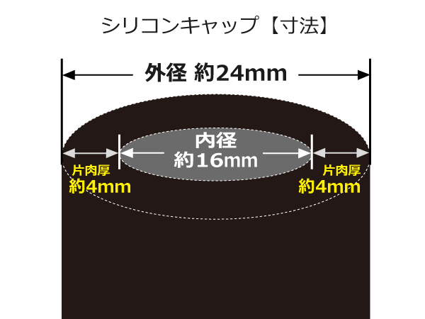 レーシングカー カスタム 高強度 シリコン キャップ 内径 Φ16mm 3個1セット 黒色 ロゴマーク無し 耐熱ホース 汎用品_画像3