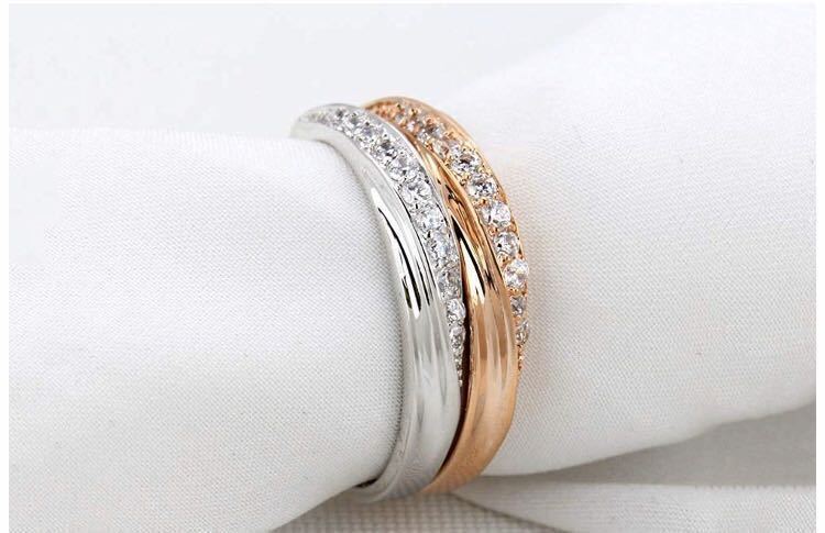 新品　11号 AAA CZ ダイアモンド ツイストリング　ホワイトゴールド　18KGP 刻印 有り シルバー　プレゼント　婚約指輪 シンプル　送料無料_画像3