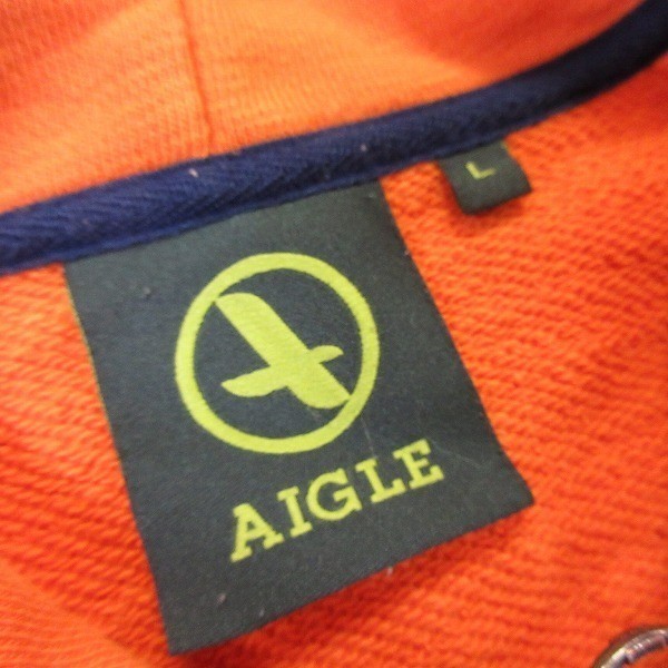 ☆AIGLE/エーグル/ビッグロゴ装飾 フーデッドパーカー フーディー ジップアップジャケット■オレンジL/オレンジ系/L[OS1578_画像4