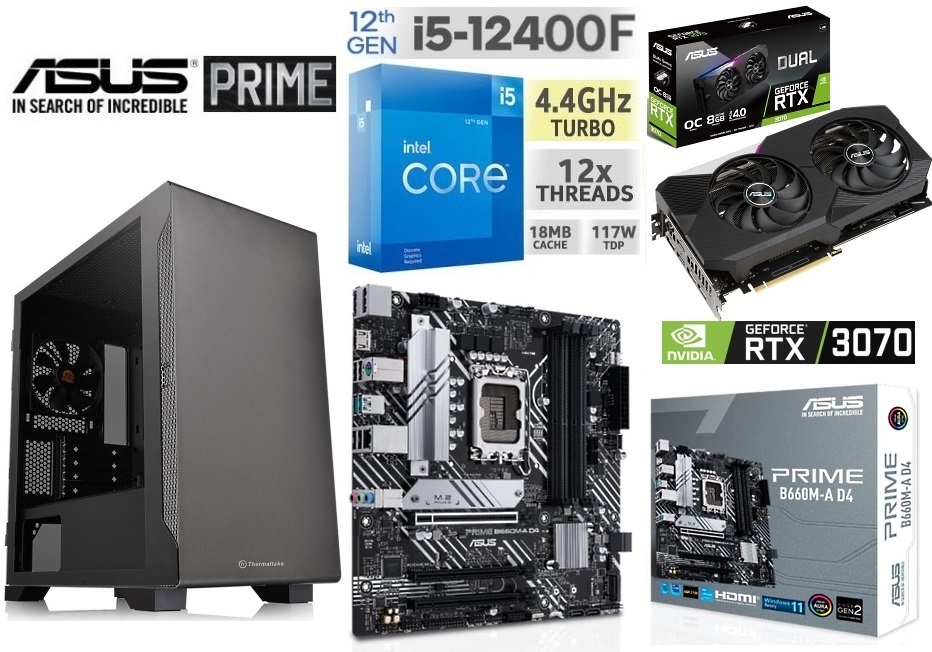 ☆最新第12世代 intel i5-12400F/RTX3070/B660/M2.SSD 500GB/Mem16GB