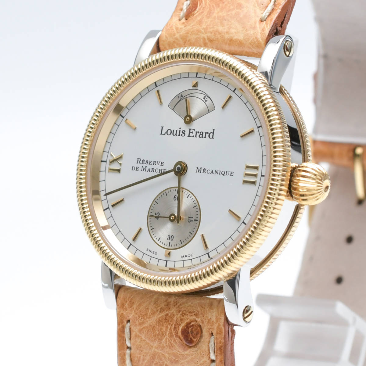 極美品 Louis Erard ルイエラール 48146 パワーリザーブ スモセコ 手巻き 紳士用 コンビ メンズ ボーイズ 腕時計 美品