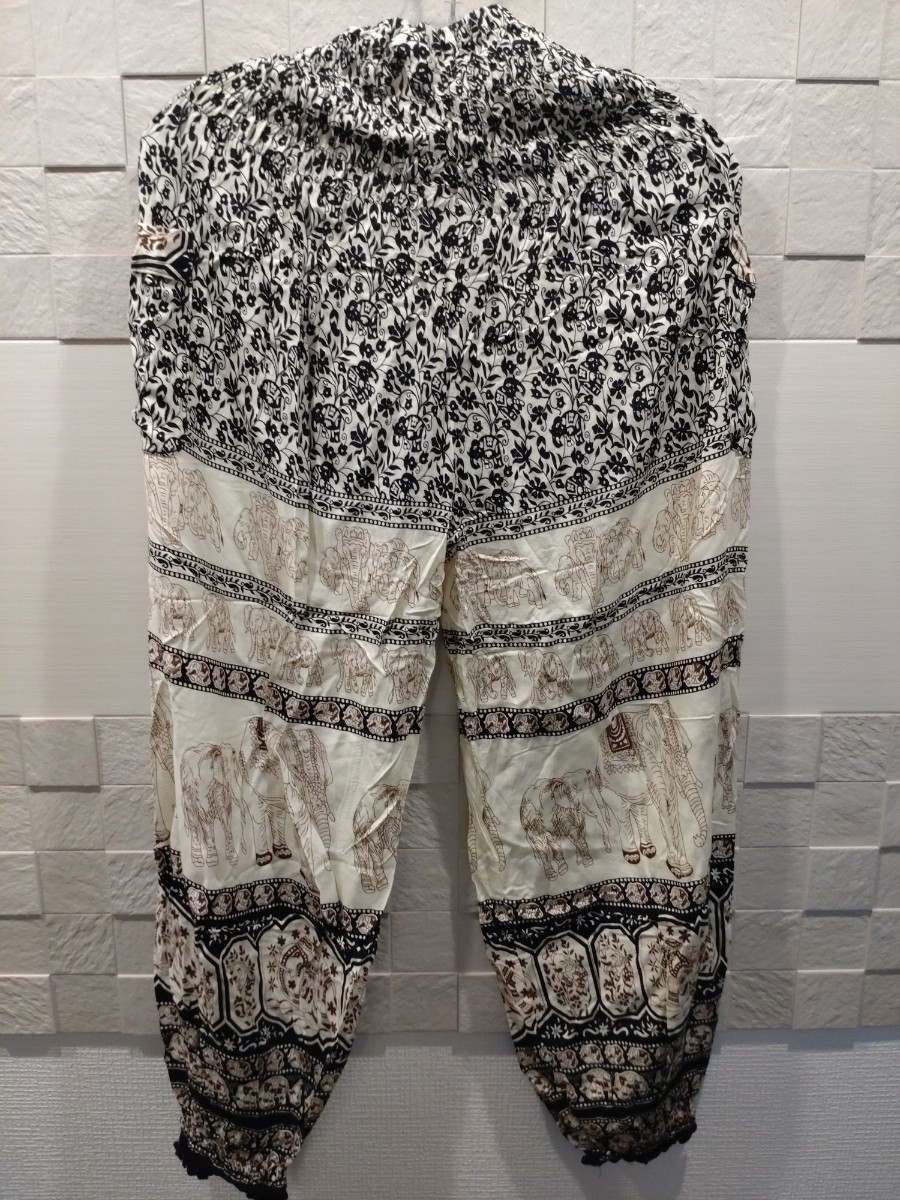 新品】タイ エスニック 民族 象柄 アジアン サルエルパンツ アラジン