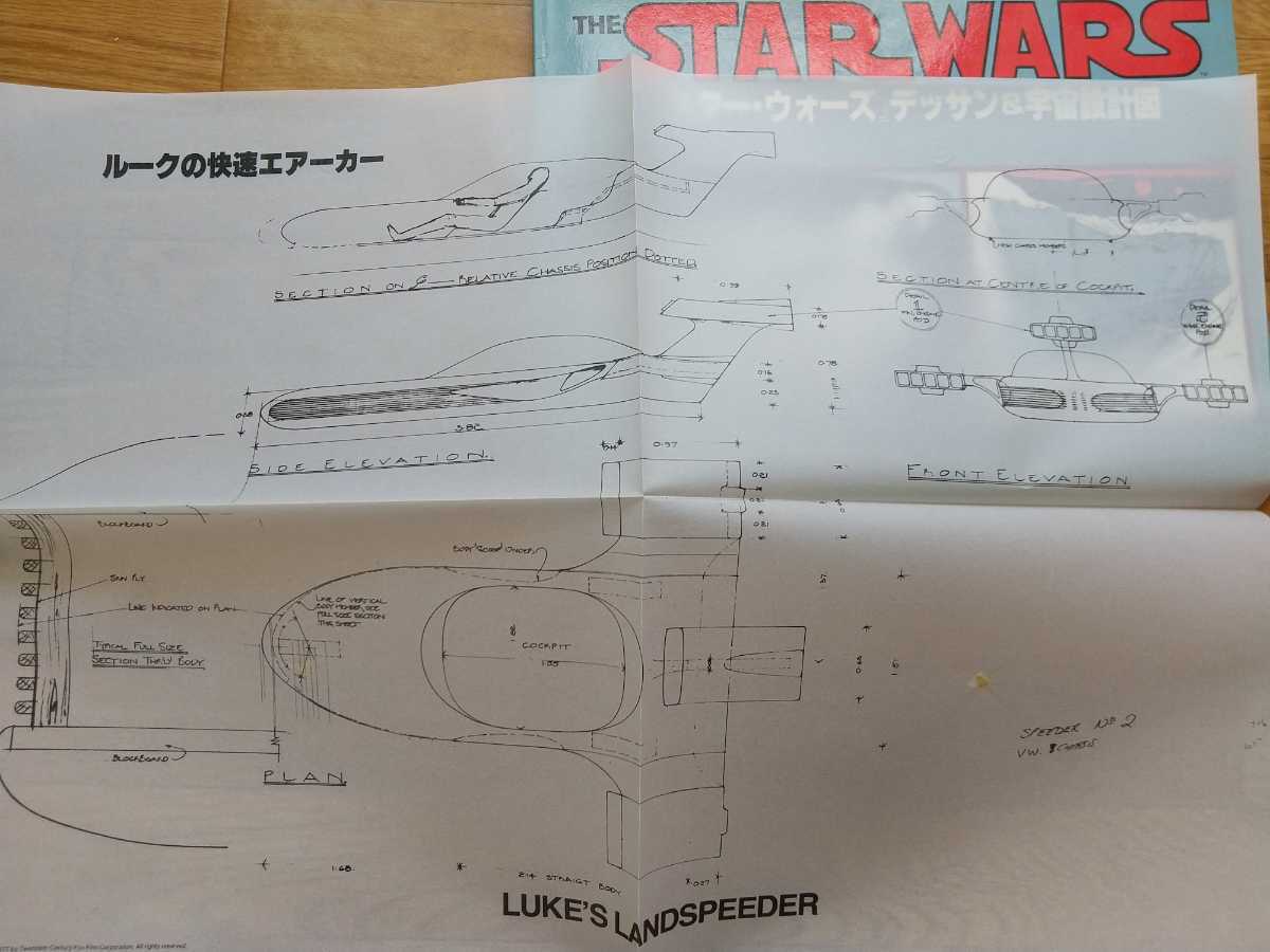 スターウォーズ デッサン&宇宙設計図 設計図6枚付き BANDAI 1978年 初版 ジョージョンストン スケッチブック STAR WARS