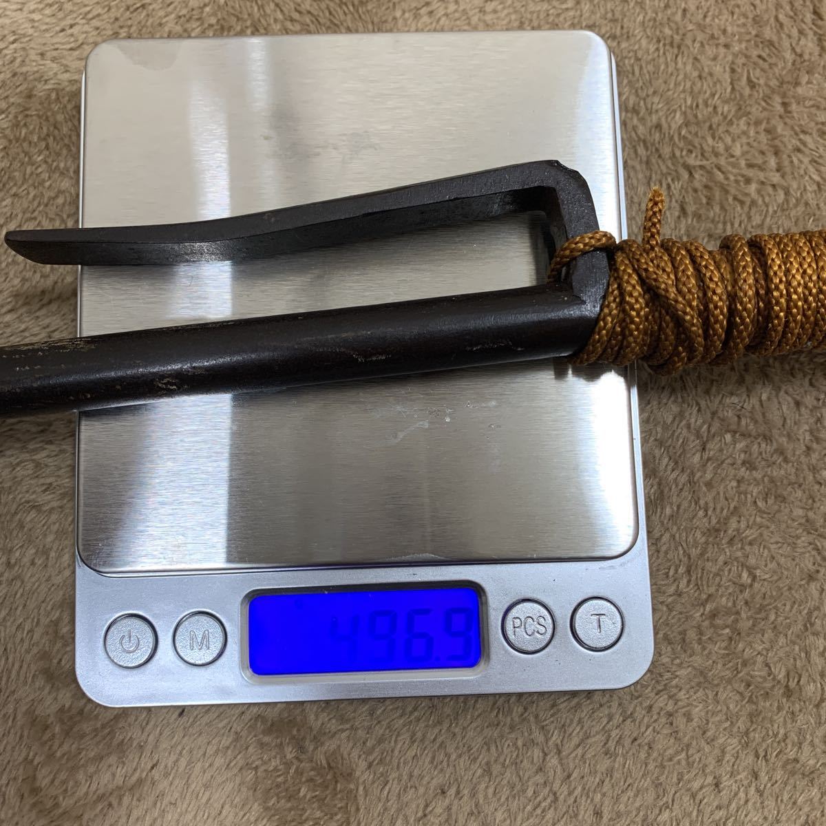 十手 銭形刻印 全長約39cm 武具 武器 江戸時代 総重量約496.9g