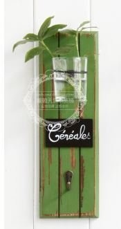  ornament objet d'art Vintage manner hook glass attaching wooden ( green )