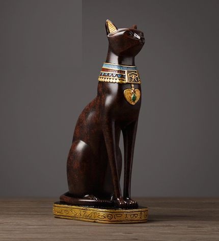 置物 古代エジプト 猫神 民族風 大サイズ (レッド系)_画像3