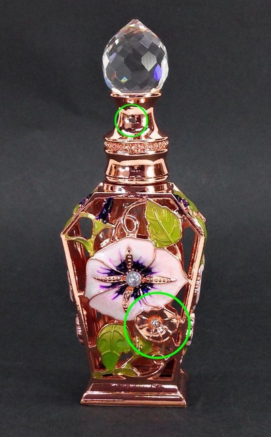  with translation perfume bin puff .-m bottle flower. ... design retro glass made ( pink gold )