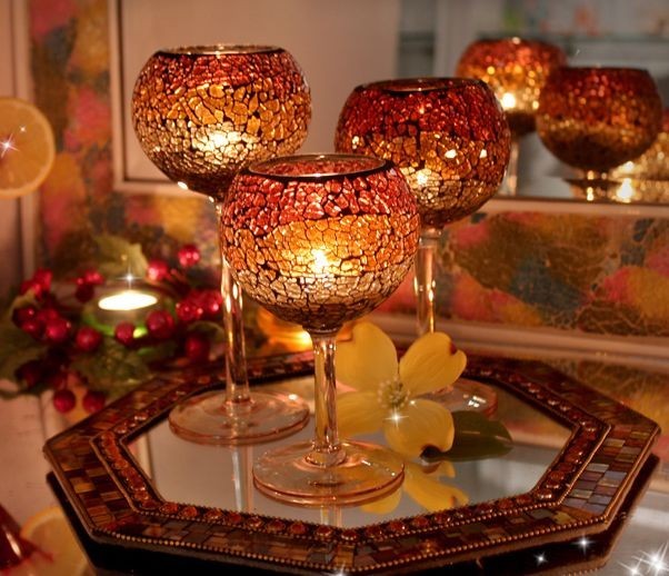  with translation candle holder wine glass type mo The ik glass ( amber color, large )