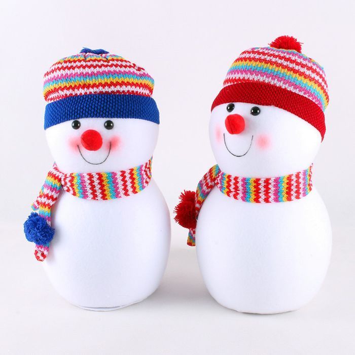 訳あり 置物 人形 雪だるま 帽子とマフラー (レッド, 小サイズ)_画像3