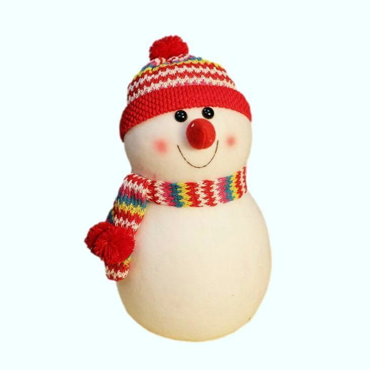 訳あり 置物 人形 雪だるま 帽子とマフラー (レッド, 小サイズ)_画像2