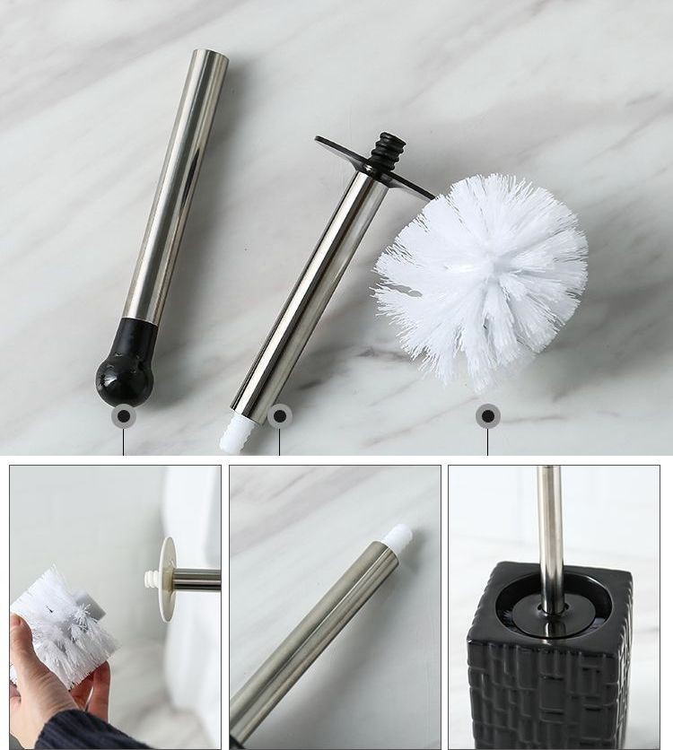  toilet brush square type stand attaching brick manner type pushed . pattern simple ( gray )