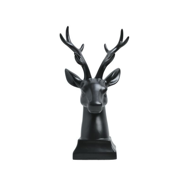 開店記念セール！ 置物 鹿の頭 シンプル 北欧風 陶器製 (ブラック) その他