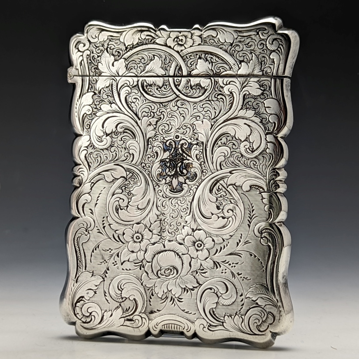 1859年 英国アンティーク 純銀（925シルバー）カードケース 64g Alfred