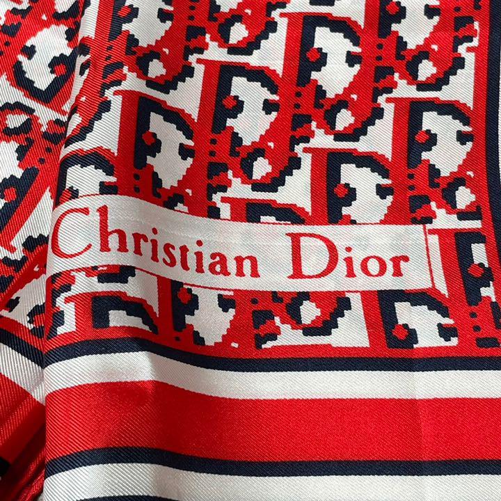 高価値 ハンカチ ディオール Dior Christian 大判 トロッター ロゴ 総 