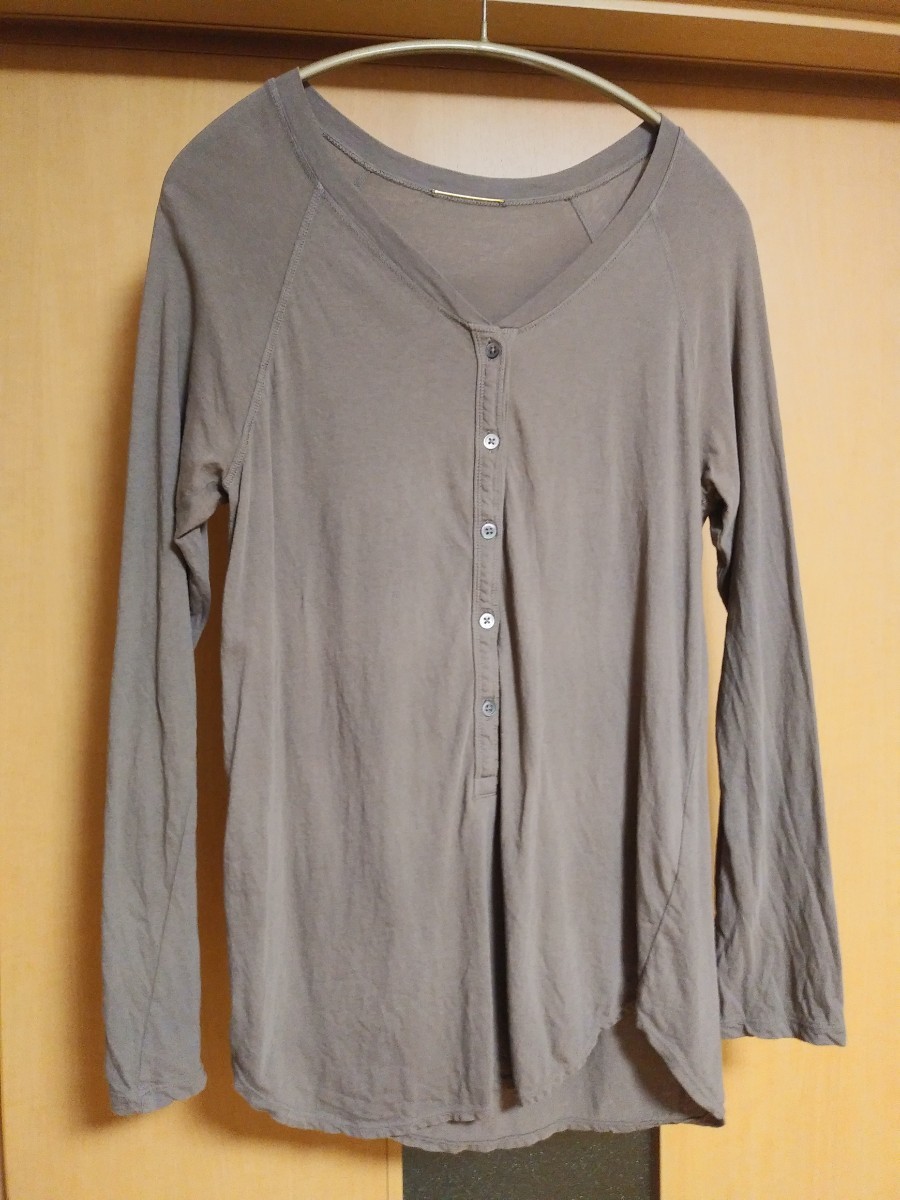 ベージュ>ワッフル long T&Henly Long Tシャツ-