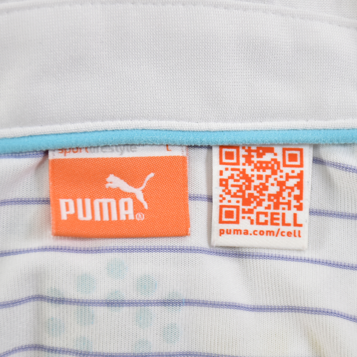 送料300円│PUMA GOLF プーマ ゴルフ ★ DRY CELL ドライセル マルチカラーボーダー 半袖 ポロシャツ 白×マルチカラー レディース L_画像9