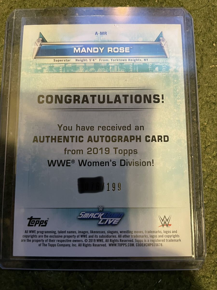 送料無料】Mandy Rose 2019 Topps WWE Women's Division Auto 199シリ