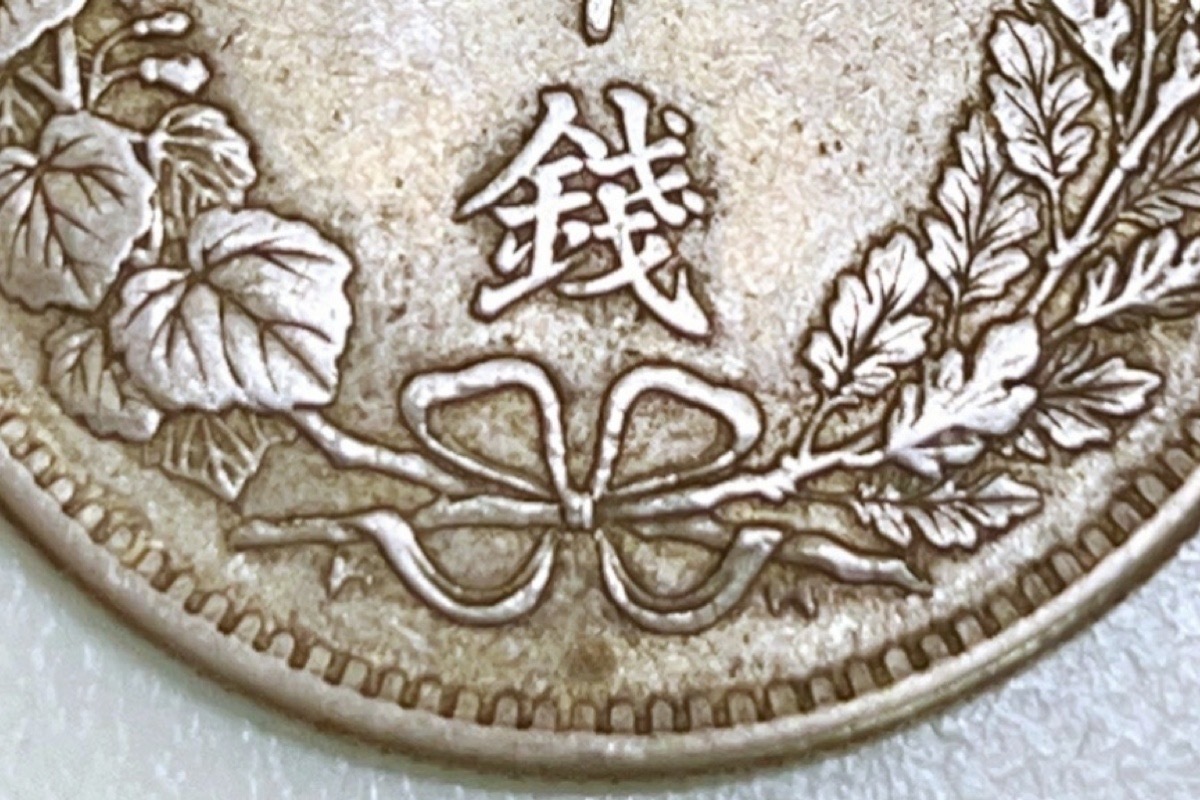 竜50銭銀貨◆明治31年◆上切凹リボン（後期）◆未洗い_画像8