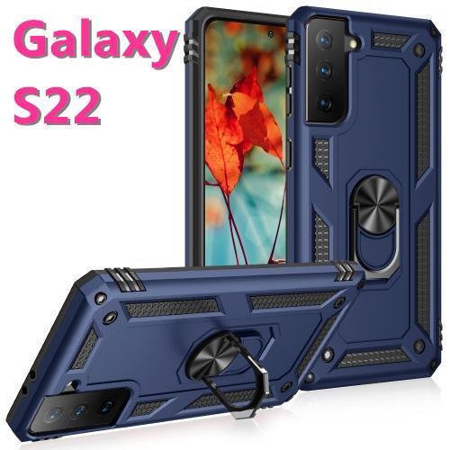 Galaxy S22 スマホケース　耐衝撃　合金製リング　軽量　耐衝撃　ネイビー_画像1