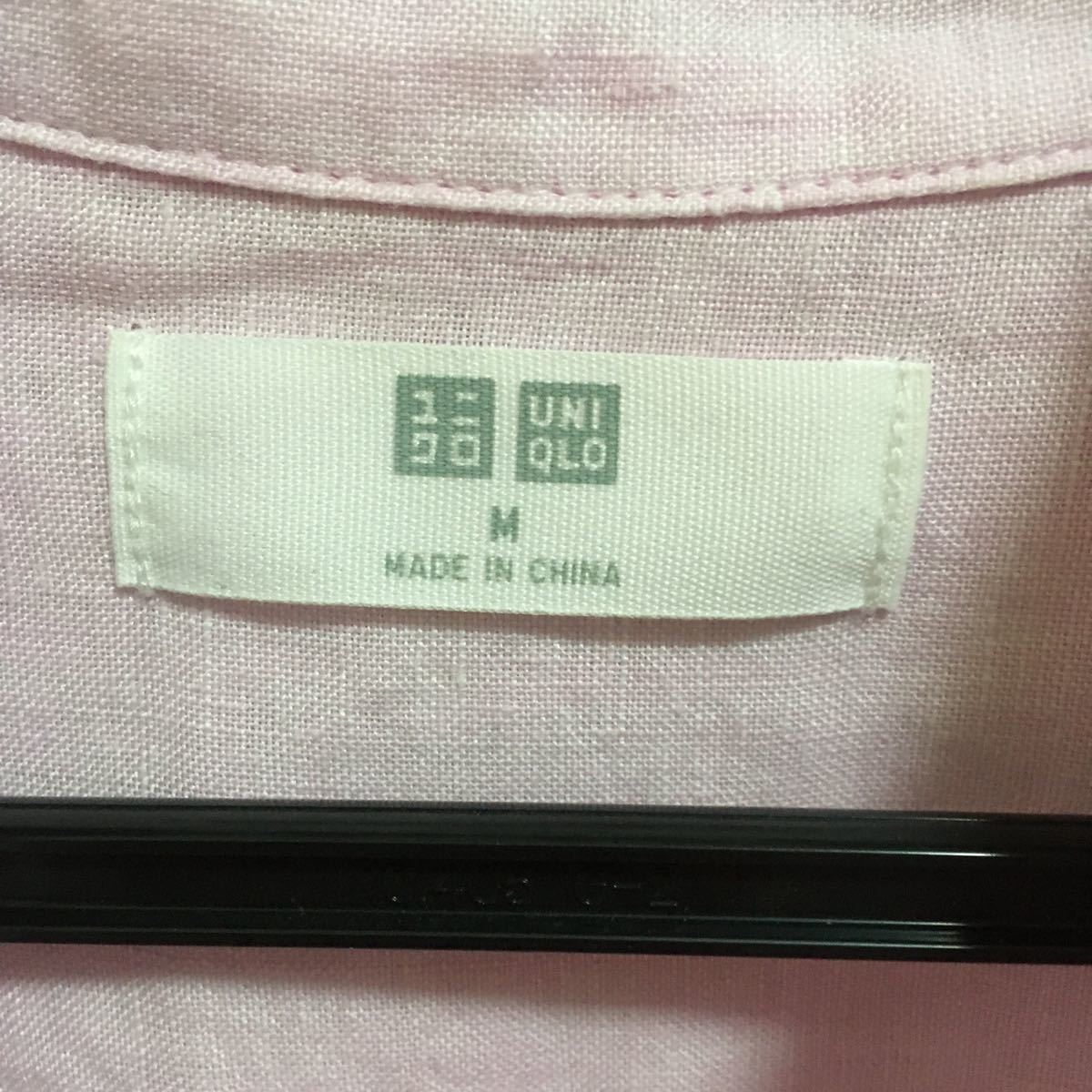 ユニクロ　リネンシャツ　ピンク