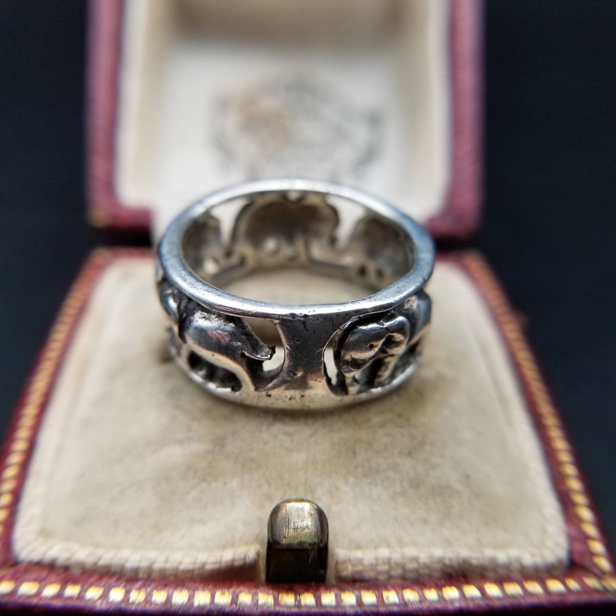 925 silver image Elephant American Vintage ring silver Showa Retro ring jewelry accessory band ring 