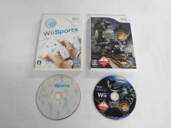 Wii21-296 任天堂 ニンテンドー Wii スポーツ モンスターハンター3 tri トライ セット Sports レトロ ゲーム ソフト 使用感あり 取説なし