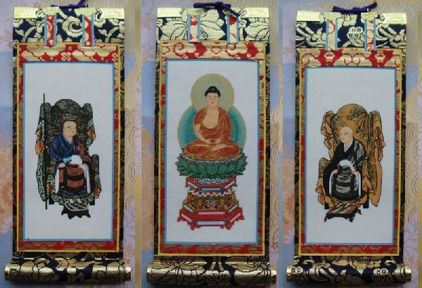 最高品質の 京都西陣・上仕立て絹本紙・曹洞宗掛軸・3枚セット・50代 その他