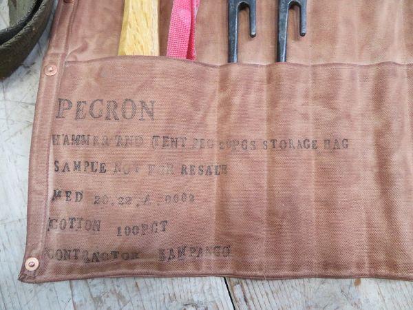 [ hand made ] [ peg storage bag ] combined use [ apron ] [PEGRON] inspection =. cloth made / persimmon . dyeing /. discount / the US armed forces /pala Shute rope use /C0508 #2