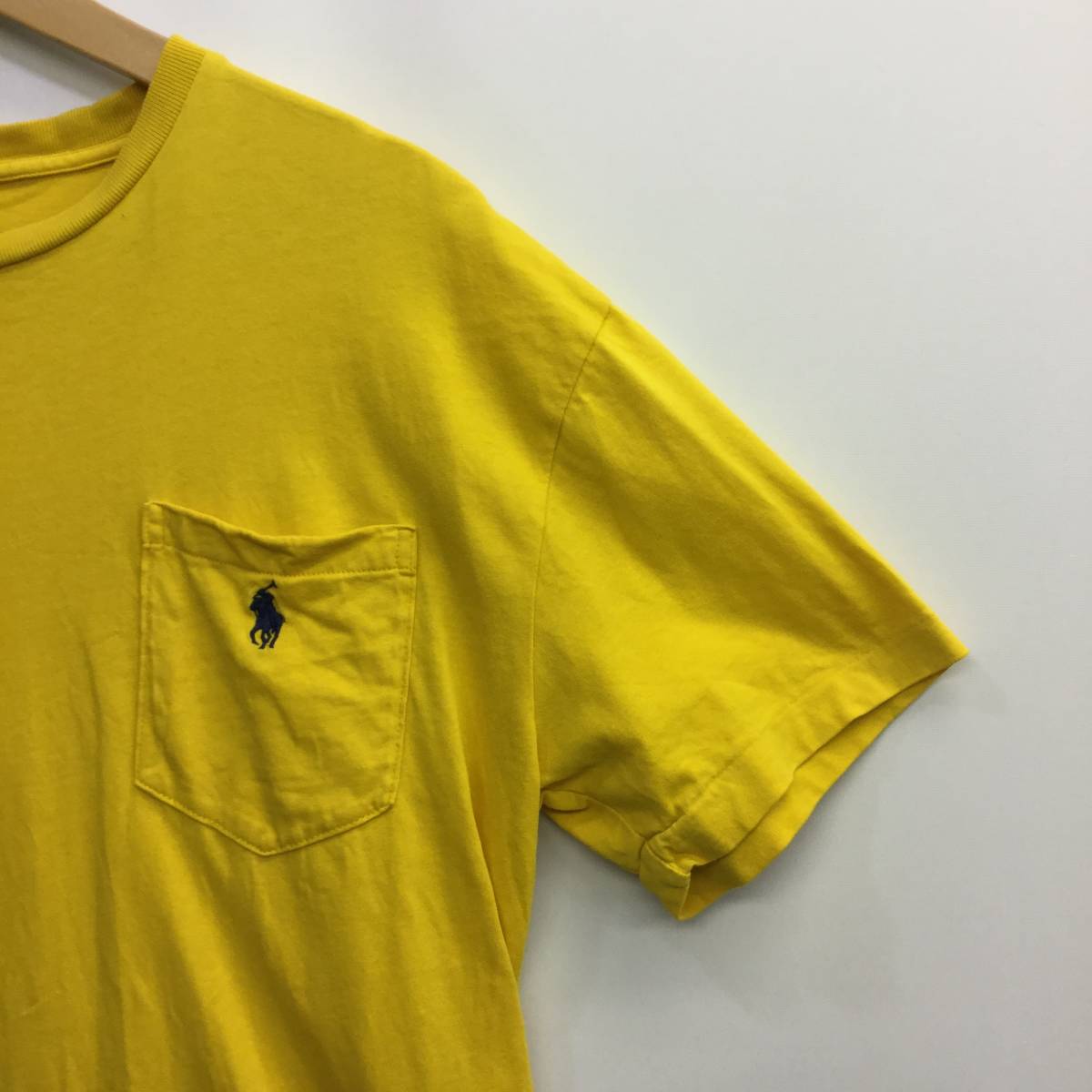 90s Ralph Lauren ラルフローレン ポケット Tシャツ ゴールド イエロー Sサイズ 裾シングルスチッチ_画像4