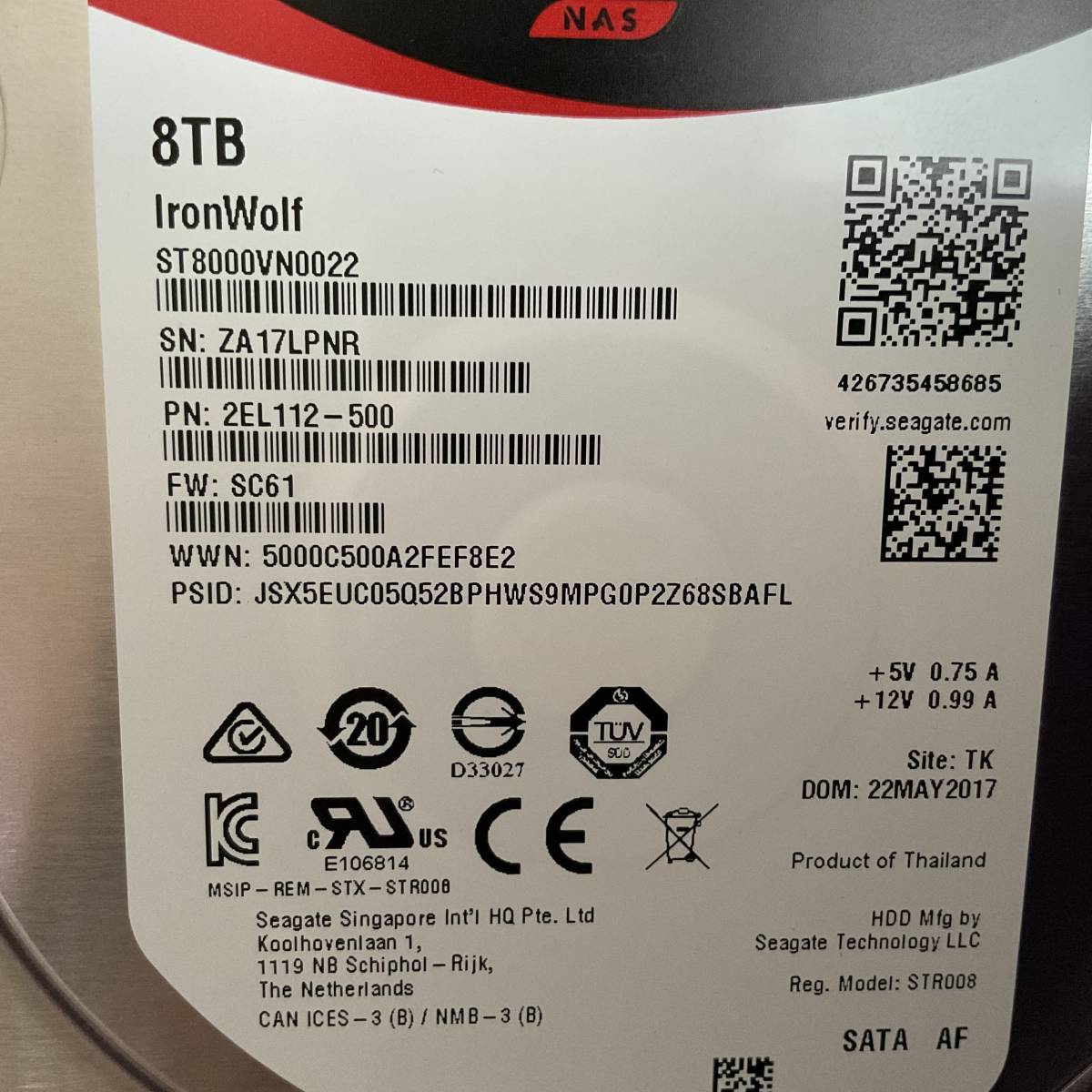 SEAGATE IronWolf 8TB ST8000VN0022_画像2