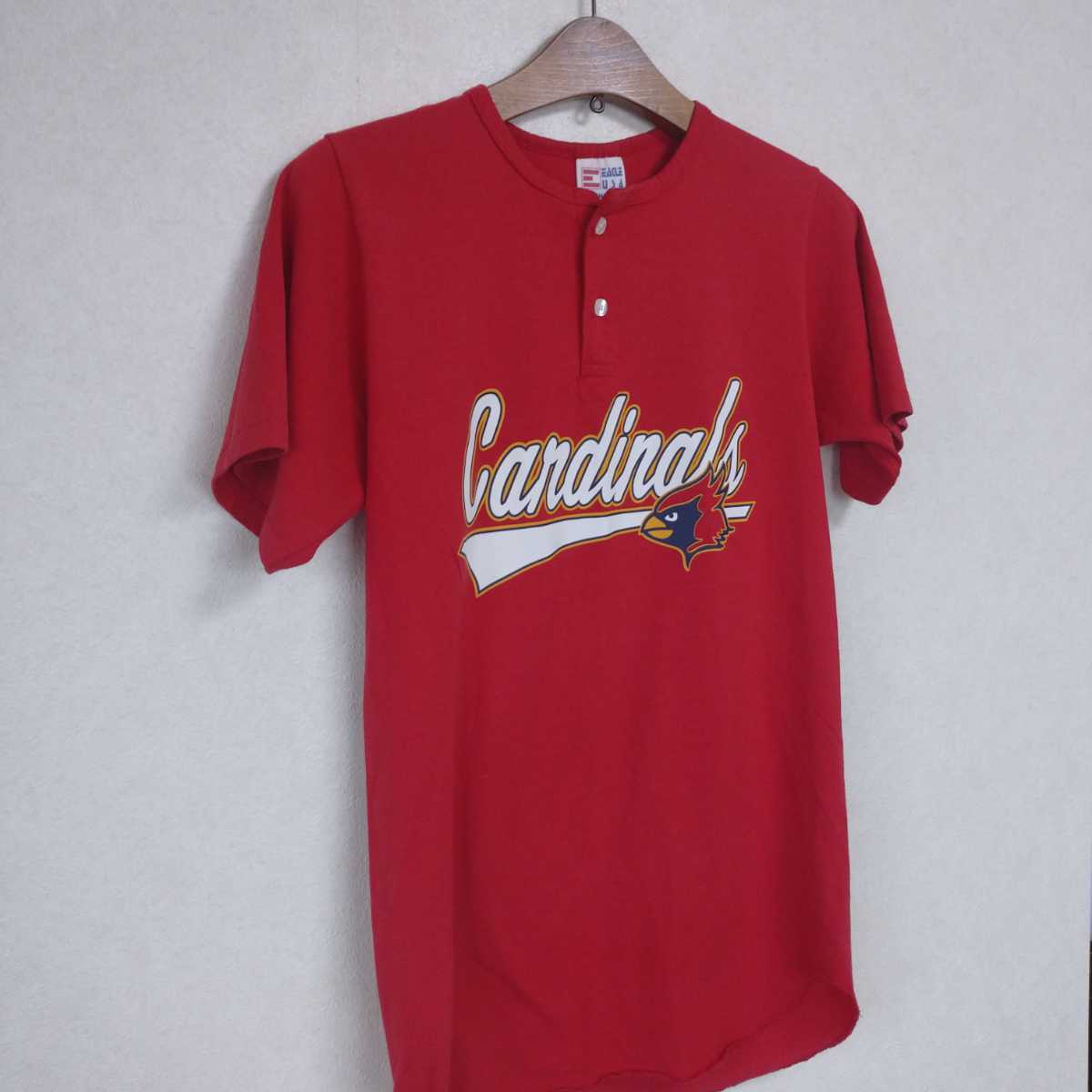USA製 MLB カージナルス ヘンリーTシャツ 赤 SM_画像6