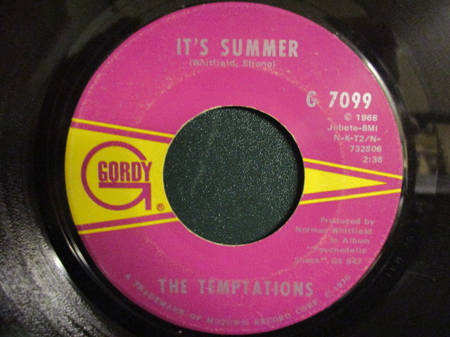 The Temptations ： It's Summer 7'' / 45s ★ Motown - Gordy ☆ c/w Ball Of Confusion (( 落札5点で送料無料_画像1