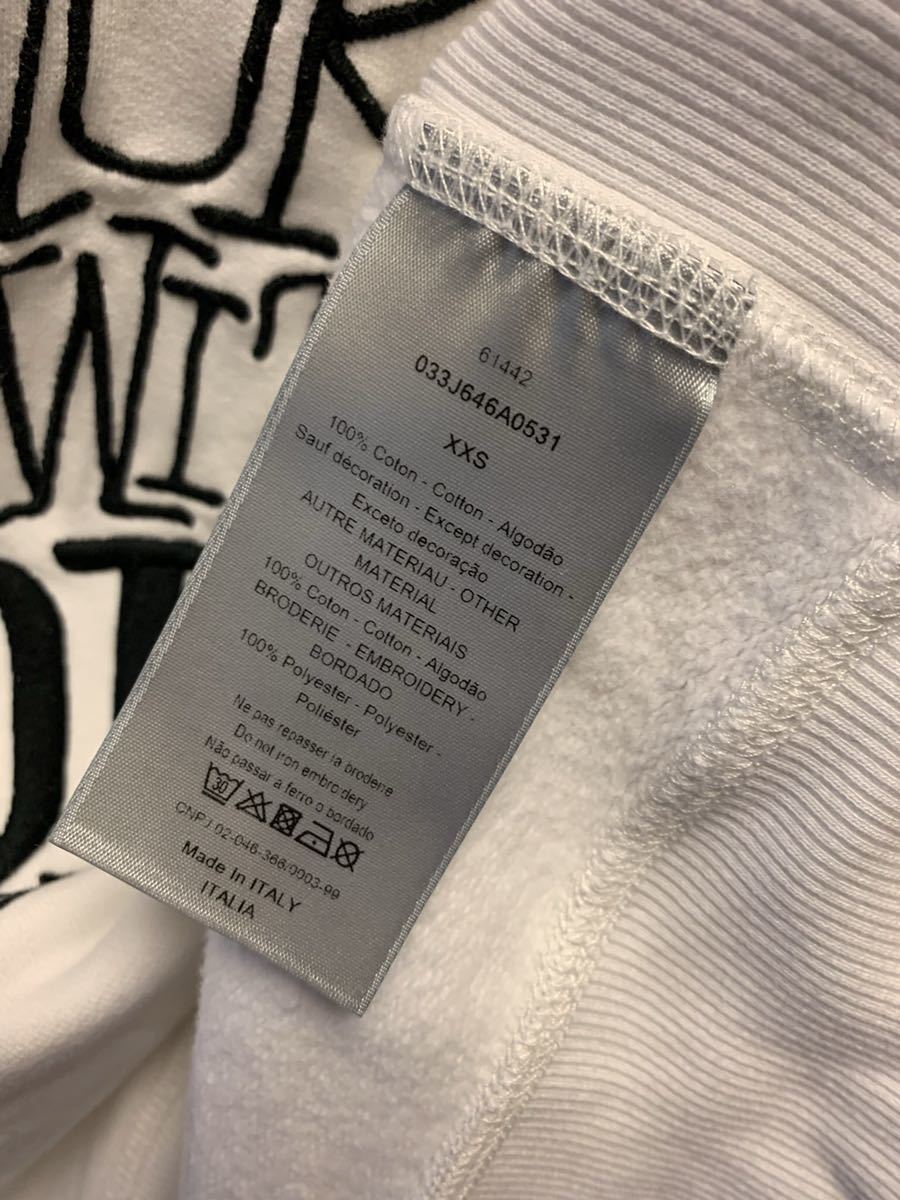 正規 20SS DIOR × SHAWN STUSSY ディオール ショーン ステューシー KIM JONES プルオーバー パーカー フーディー 白 XXS 033J646A0531_画像4