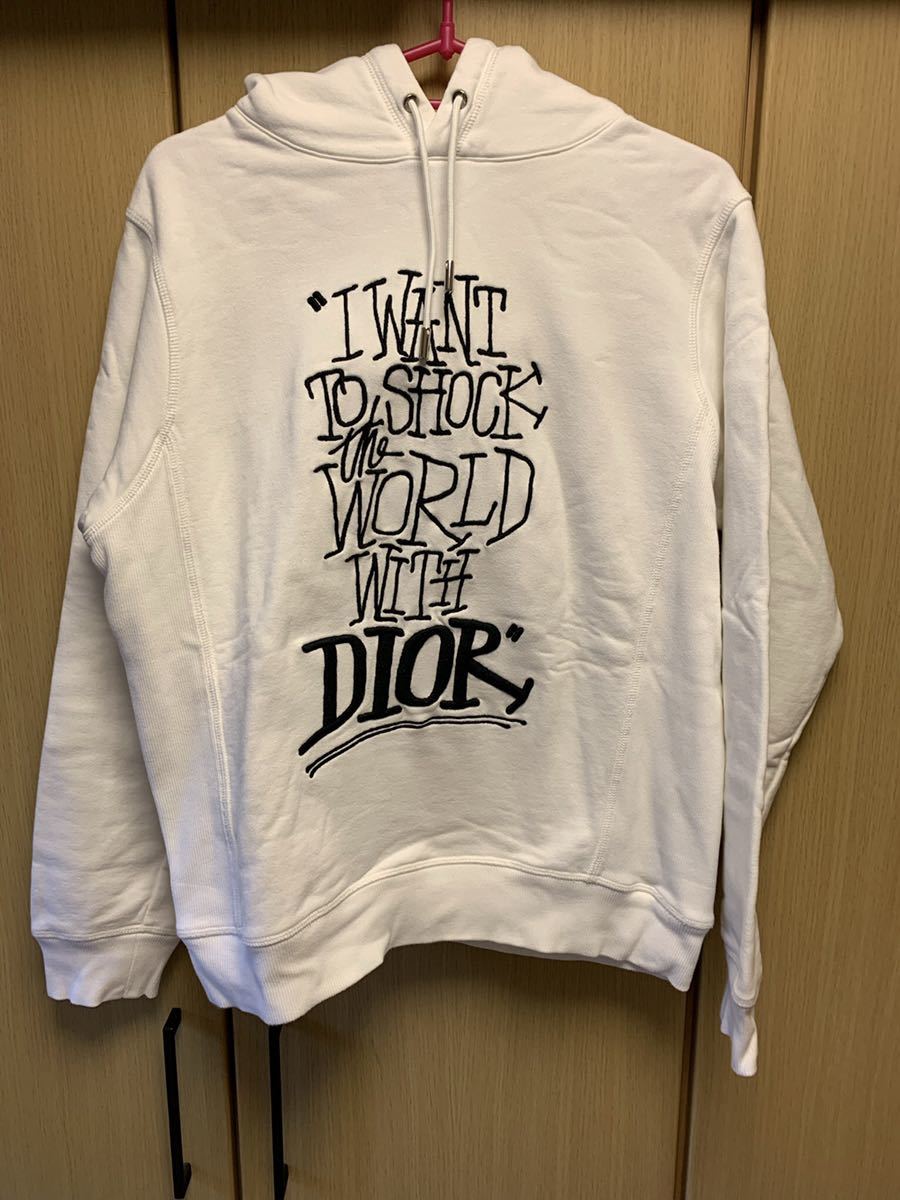 正規 20SS DIOR × SHAWN STUSSY ディオール ショーン ステューシー KIM JONES プルオーバー パーカー フーディー 白 XXS 033J646A0531_画像1