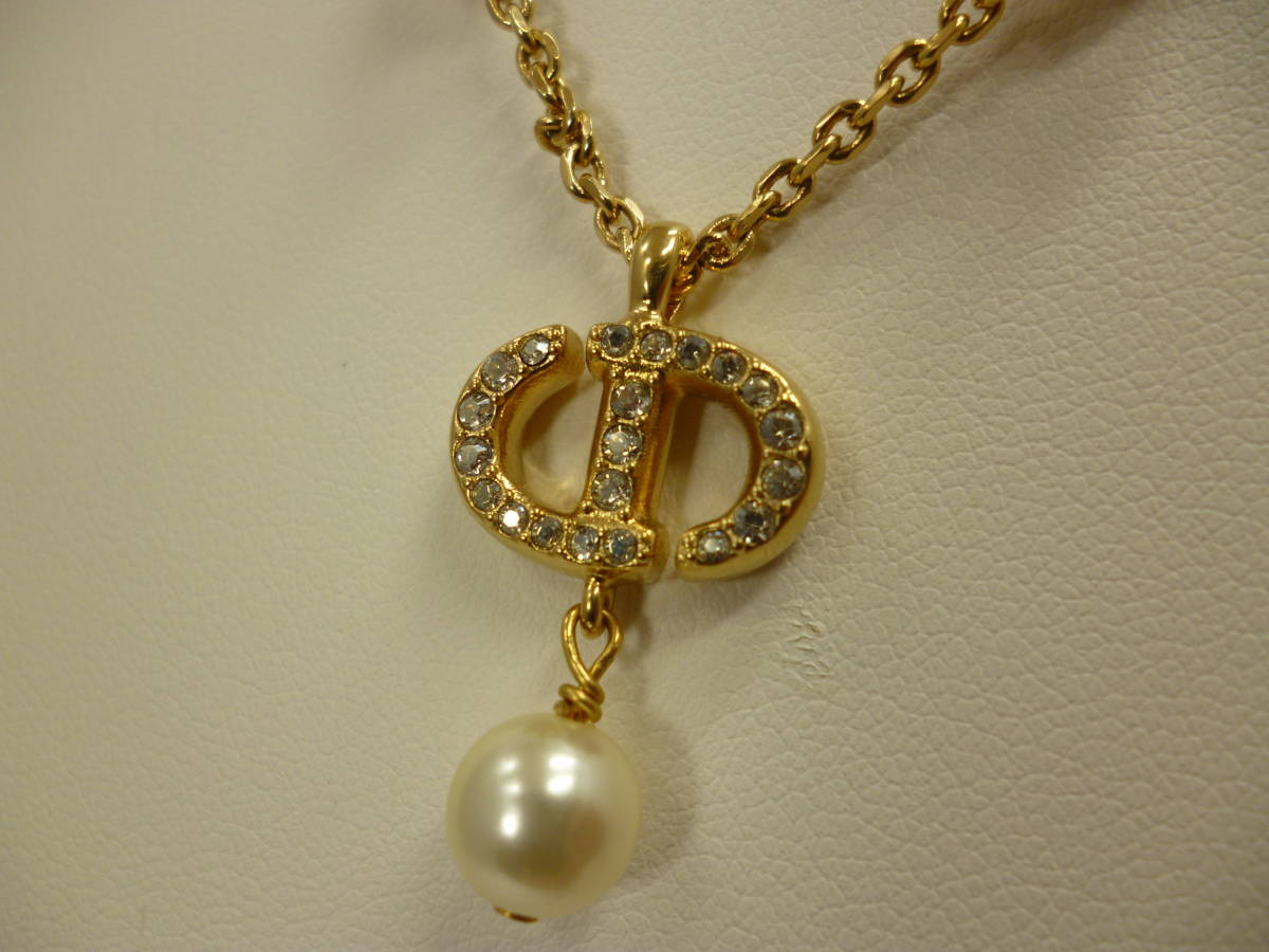 Christian Dior クリスチャンディオール パール・ラインストーン付き