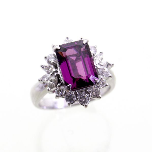 ◎中古美品◎プラチナ　ガーネット　3.52ct　ダイヤ　0.69ｃｔ　リング　9.5号