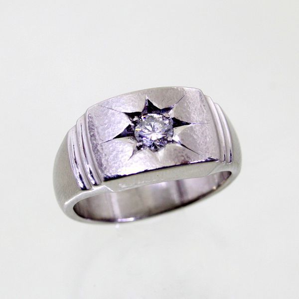 【楽天スーパーセール】 ◎中古美品◎プラチナ ダイヤ 0.33ct メンズリング 19号 ゴールド