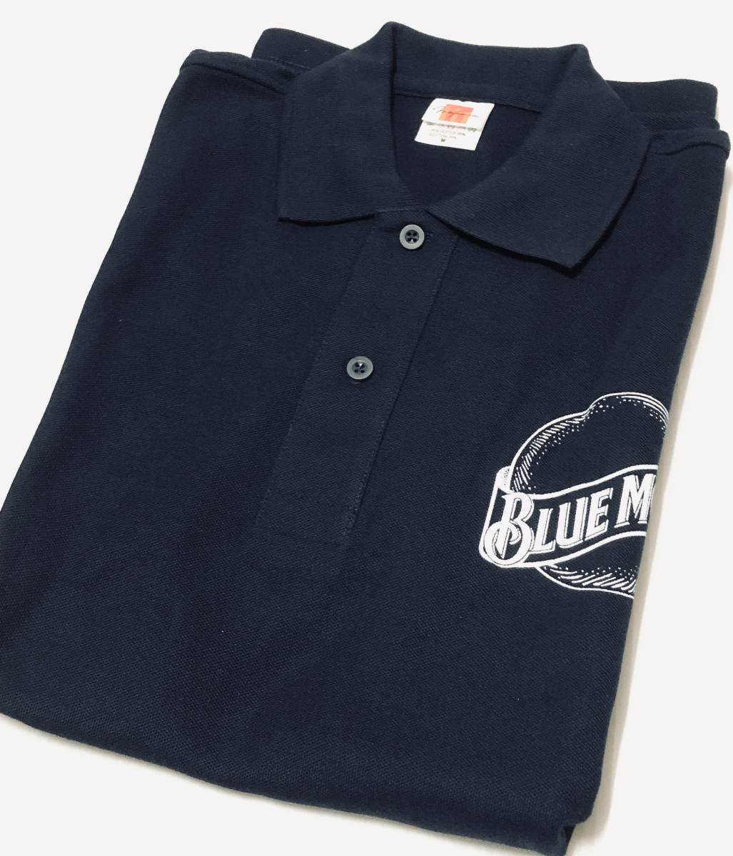非売品　新品　US Beer 『Blue Moon』　ブルームーン　オリジナルポロシャツ　ネイビー　サイズＭ（unisex）