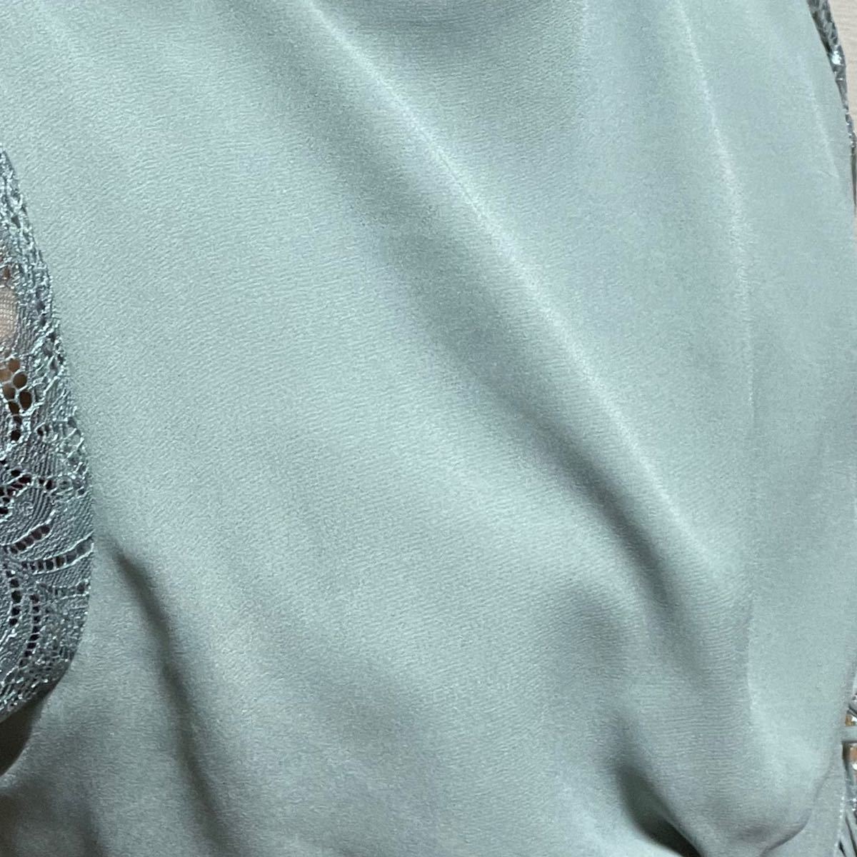 レース&シフォンプリーツロングフレア結婚式パーティードレス